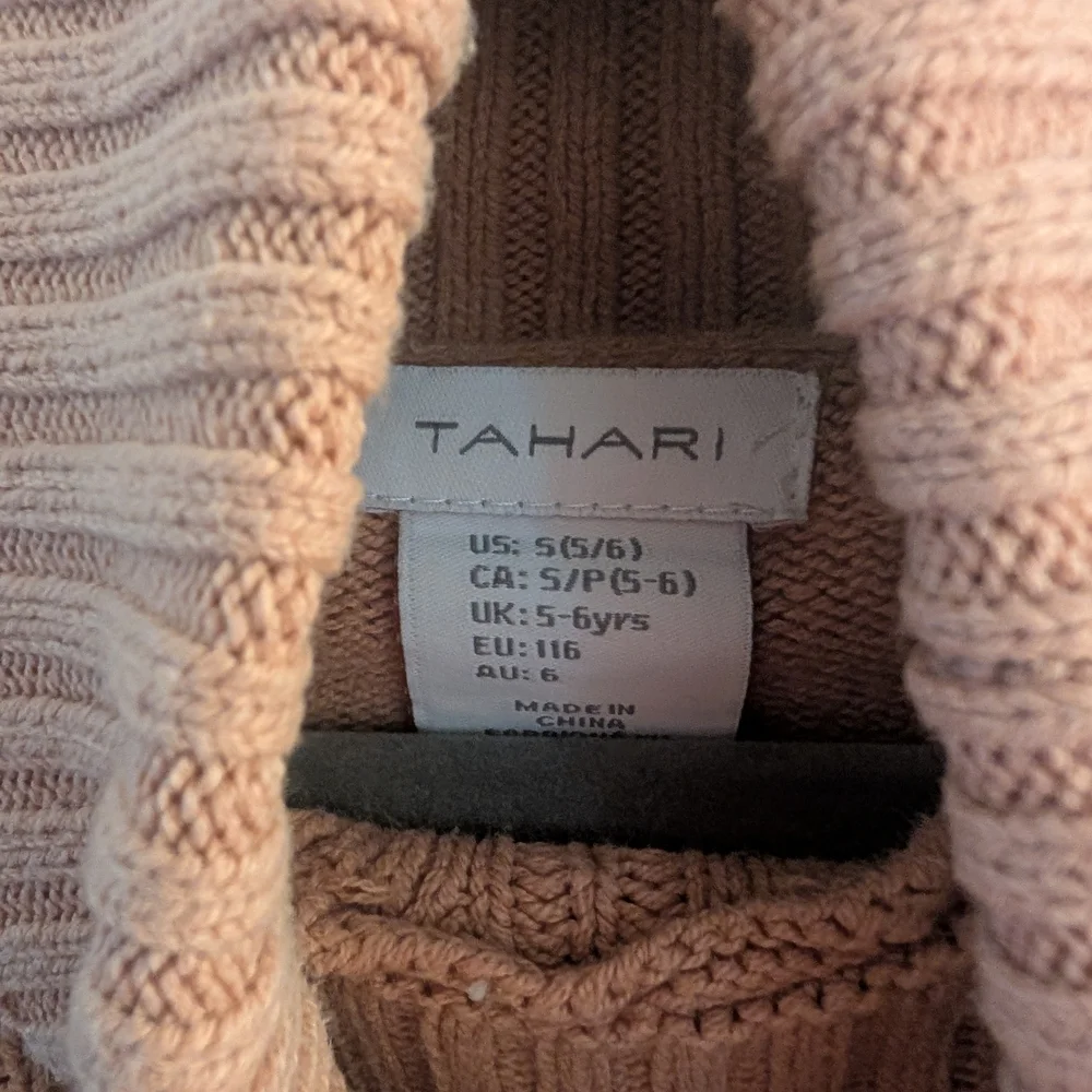 Tahari Tan Cable Knit Turtleneck and‎ Plaid Skirt Set